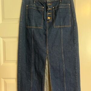 Dark Wash Loft Midi Skirt